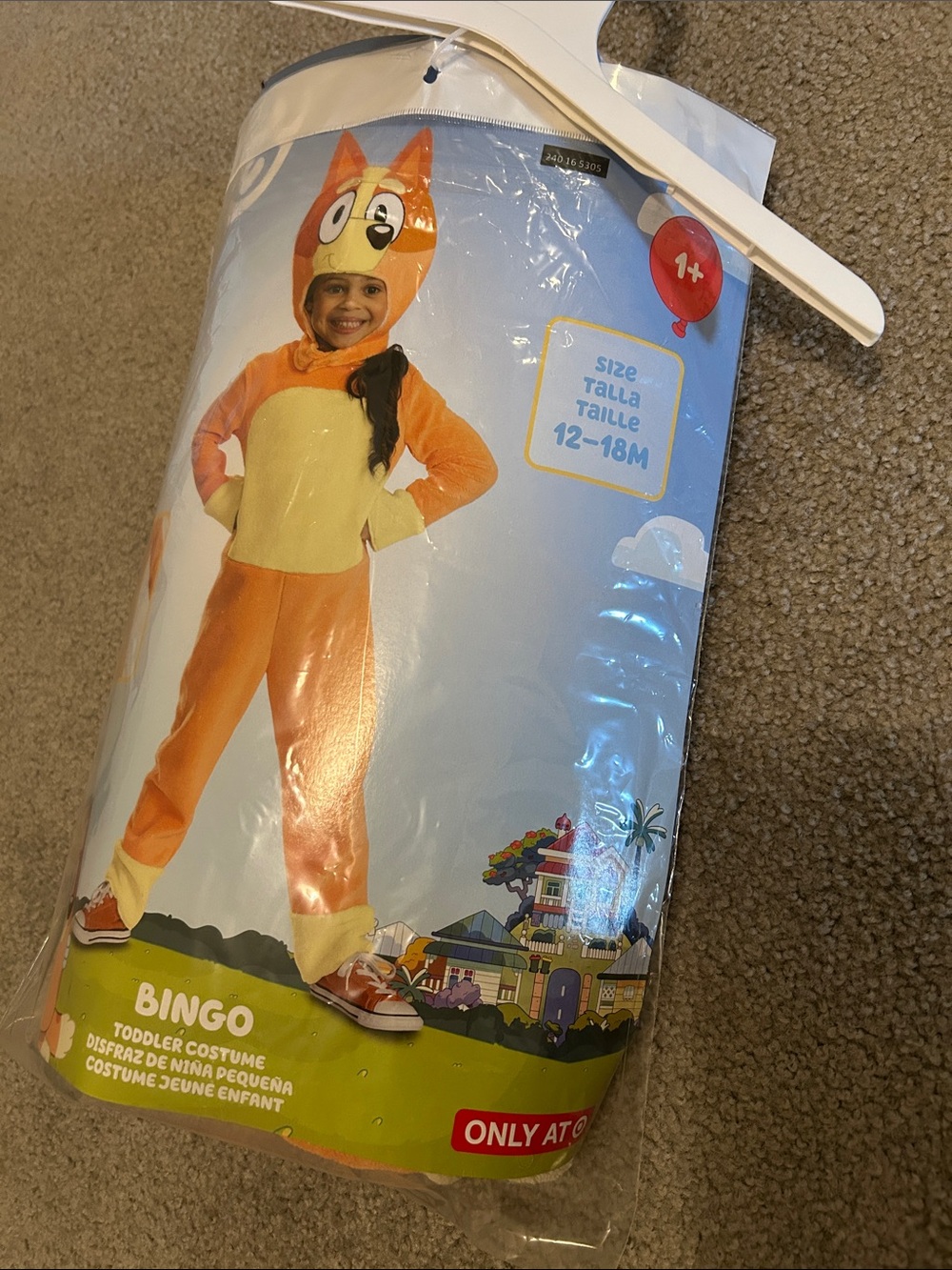Bingo Toddler Costume - Orange and Cream Onesie (12-18M)